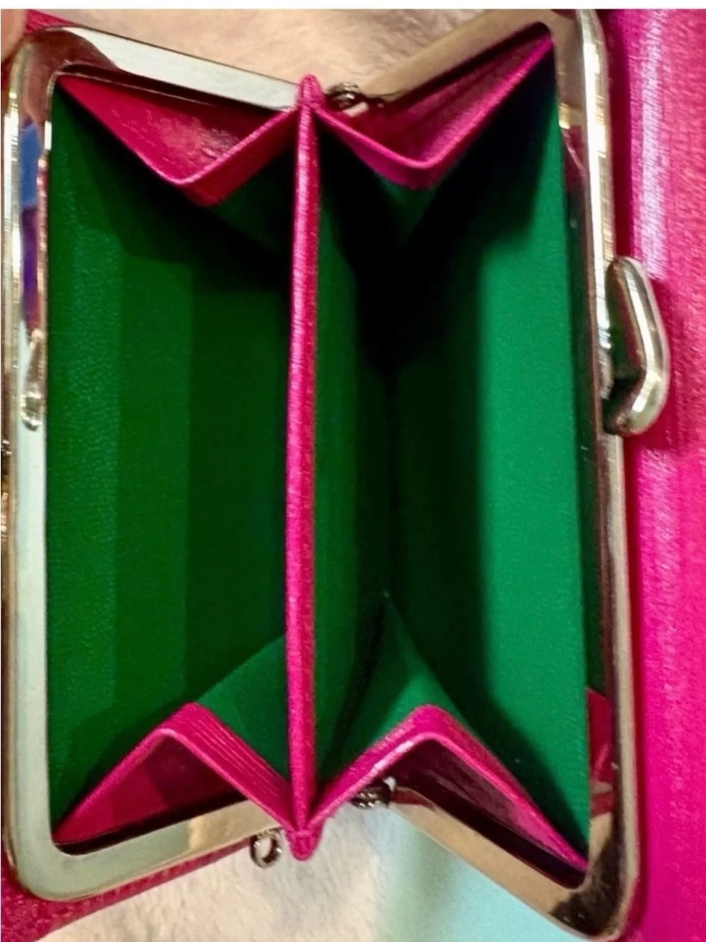 Balenciaga Hot Pink Leather Envelope Clutch with Gold Triangle Logo